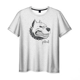 Мужская футболка 3D с принтом Pitbull в Санкт-Петербурге, 100% полиэфир | прямой крой, круглый вырез горловины, длина до линии бедер | dog | питбуль | порода | рисунок | собака