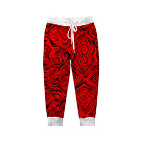 Детские брюки 3D с принтом Tie-Dye red в Санкт-Петербурге, 100% полиэстер | манжеты по низу, эластичный пояс регулируется шнурком, по бокам два кармана без застежек, внутренняя часть кармана из мелкой сетки | Тематика изображения на принте: волны | красный | разводы | текстура