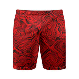 Мужские шорты 3D спортивные с принтом Tie-Dye red в Санкт-Петербурге,  |  | волны | красный | разводы | текстура