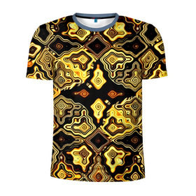 Мужская футболка 3D спортивная с принтом Gold luxury в Санкт-Петербурге, 100% полиэстер с улучшенными характеристиками | приталенный силуэт, круглая горловина, широкие плечи, сужается к линии бедра | Тематика изображения на принте: волны | разводы | узоры