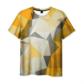 Мужская футболка 3D с принтом Sport Abstract 2018 в Санкт-Петербурге, 100% полиэфир | прямой крой, круглый вырез горловины, длина до линии бедер | абстракция | геометрия | желтый | краски | линии | мода | модные | пирамиды | полосы | серый | тренды | треугольники | узоры | фигуры | цвет