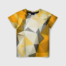 Детская футболка 3D с принтом Sport Abstract 2018 в Санкт-Петербурге, 100% гипоаллергенный полиэфир | прямой крой, круглый вырез горловины, длина до линии бедер, чуть спущенное плечо, ткань немного тянется | абстракция | геометрия | желтый | краски | линии | мода | модные | пирамиды | полосы | серый | тренды | треугольники | узоры | фигуры | цвет