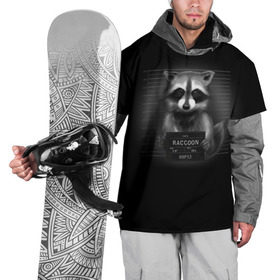 Накидка на куртку 3D с принтом Енот Преступник в Санкт-Петербурге, 100% полиэстер |  | Тематика изображения на принте: raccoon | виновен | полоскун | стражи