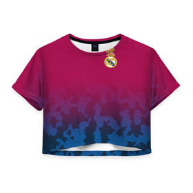 Женская футболка 3D укороченная с принтом Real Madrid 2018 Military 2 в Санкт-Петербурге, 100% полиэстер | круглая горловина, длина футболки до линии талии, рукава с отворотами | emirates | fc | real madrid | клуб | реал мадрид
