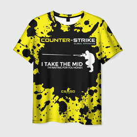 Мужская футболка 3D с принтом Counter-Strike Go Mid в Санкт-Петербурге, 100% полиэфир | прямой крой, круглый вырез горловины, длина до линии бедер | cs go | global offensive | контр страйк | шутер