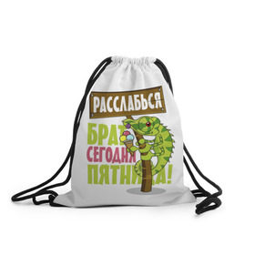 Рюкзак-мешок 3D с принтом Сегодня пятница ! в Санкт-Петербурге, 100% полиэстер | плотность ткани — 200 г/м2, размер — 35 х 45 см; лямки — толстые шнурки, застежка на шнуровке, без карманов и подкладки | брат | мороженное | надпись | ящерица