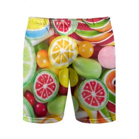 Мужские шорты 3D спортивные с принтом Candy в Санкт-Петербурге,  |  | Тематика изображения на принте: candy | colorful | lollipop | sweet | конфеты | леденцы | сладости