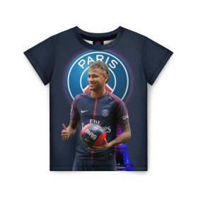 Детская футболка 3D с принтом Neymar PSG в Санкт-Петербурге, 100% гипоаллергенный полиэфир | прямой крой, круглый вырез горловины, длина до линии бедер, чуть спущенное плечо, ткань немного тянется | neymar psg | неймар | неймар псж | псж | футбол