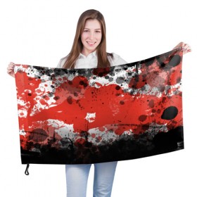 Флаг 3D с принтом Брызги и пятна в Санкт-Петербурге, 100% полиэстер | плотность ткани — 95 г/м2, размер — 67 х 109 см. Принт наносится с одной стороны | белый | грязь | красный | кровь | пятна | черный