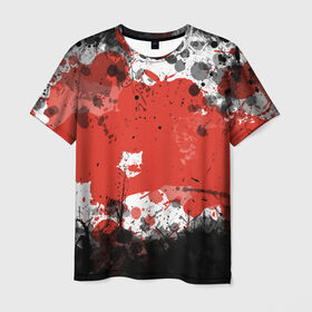Мужская футболка 3D с принтом Брызги и пятна в Санкт-Петербурге, 100% полиэфир | прямой крой, круглый вырез горловины, длина до линии бедер | Тематика изображения на принте: белый | грязь | красный | кровь | пятна | черный
