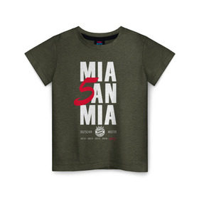 Детская футболка хлопок с принтом Bayern Munchen - Mia San Mia в Санкт-Петербурге, 100% хлопок | круглый вырез горловины, полуприлегающий силуэт, длина до линии бедер | Тематика изображения на принте: bayern munchen | fcb | football | бавария мюнхен
