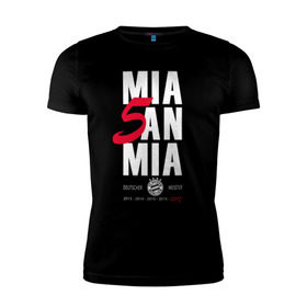 Мужская футболка премиум с принтом Bayern Munchen - Mia San Mia в Санкт-Петербурге, 92% хлопок, 8% лайкра | приталенный силуэт, круглый вырез ворота, длина до линии бедра, короткий рукав | bayern munchen | fcb | football | бавария мюнхен