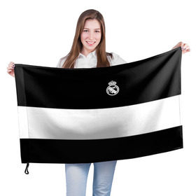Флаг 3D с принтом Real Madrid Black Collection в Санкт-Петербурге, 100% полиэстер | плотность ткани — 95 г/м2, размер — 67 х 109 см. Принт наносится с одной стороны | emirates | fc | real madrid | клуб | мяч | реал мадрид
