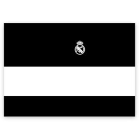 Поздравительная открытка с принтом Real Madrid Black Collection в Санкт-Петербурге, 100% бумага | плотность бумаги 280 г/м2, матовая, на обратной стороне линовка и место для марки
 | Тематика изображения на принте: emirates | fc | real madrid | клуб | мяч | реал мадрид