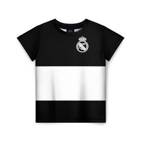 Детская футболка 3D с принтом Real Madrid Black Collection в Санкт-Петербурге, 100% гипоаллергенный полиэфир | прямой крой, круглый вырез горловины, длина до линии бедер, чуть спущенное плечо, ткань немного тянется | emirates | fc | real madrid | клуб | мяч | реал мадрид
