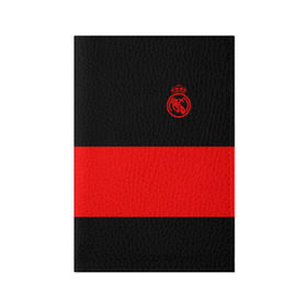Обложка для паспорта матовая кожа с принтом Real Madrid Black Collection в Санкт-Петербурге, натуральная матовая кожа | размер 19,3 х 13,7 см; прозрачные пластиковые крепления | emirates | fc | real madrid | клуб | мяч | реал мадрид