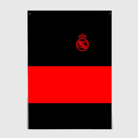 Постер с принтом Real Madrid Black Collection в Санкт-Петербурге, 100% бумага
 | бумага, плотность 150 мг. Матовая, но за счет высокого коэффициента гладкости имеет небольшой блеск и дает на свету блики, но в отличии от глянцевой бумаги не покрыта лаком | emirates | fc | real madrid | клуб | мяч | реал мадрид