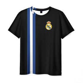 Мужская футболка 3D с принтом Real Madrid Line Collection в Санкт-Петербурге, 100% полиэфир | прямой крой, круглый вырез горловины, длина до линии бедер | Тематика изображения на принте: emirates | fc | real madrid | клуб | мяч | реал мадрид