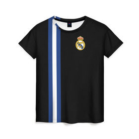 Женская футболка 3D с принтом Real Madrid Line Collection в Санкт-Петербурге, 100% полиэфир ( синтетическое хлопкоподобное полотно) | прямой крой, круглый вырез горловины, длина до линии бедер | emirates | fc | real madrid | клуб | мяч | реал мадрид