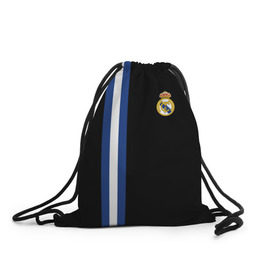 Рюкзак-мешок 3D с принтом Real Madrid Line Collection в Санкт-Петербурге, 100% полиэстер | плотность ткани — 200 г/м2, размер — 35 х 45 см; лямки — толстые шнурки, застежка на шнуровке, без карманов и подкладки | emirates | fc | real madrid | клуб | мяч | реал мадрид