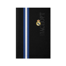 Обложка для паспорта матовая кожа с принтом Real Madrid Line Collection в Санкт-Петербурге, натуральная матовая кожа | размер 19,3 х 13,7 см; прозрачные пластиковые крепления | Тематика изображения на принте: emirates | fc | real madrid | клуб | мяч | реал мадрид