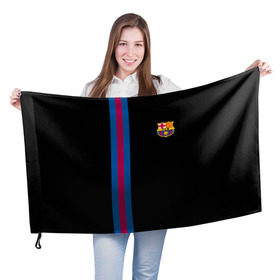 Флаг 3D с принтом FC Barcelona Line Collection в Санкт-Петербурге, 100% полиэстер | плотность ткани — 95 г/м2, размер — 67 х 109 см. Принт наносится с одной стороны | Тематика изображения на принте: fc | барселона | эмблема