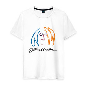 Мужская футболка хлопок с принтом Джон Ленон 2 в Санкт-Петербурге, 100% хлопок | прямой крой, круглый вырез горловины, длина до линии бедер, слегка спущенное плечо. | john lennon | the beatles | битлс | джон леннон