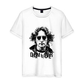 Мужская футболка хлопок с принтом Джон Леннон 4 в Санкт-Петербурге, 100% хлопок | прямой крой, круглый вырез горловины, длина до линии бедер, слегка спущенное плечо. | john lennon | the beatles | битлс | джон леннон
