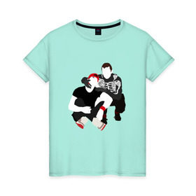 Женская футболка хлопок с принтом Twenty One Pilots в Санкт-Петербурге, 100% хлопок | прямой крой, круглый вырез горловины, длина до линии бедер, слегка спущенное плечо | твенти ван пилотс
