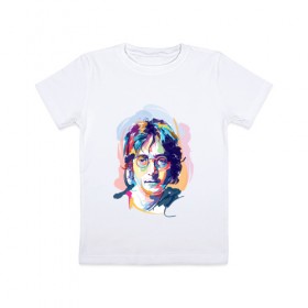 Детская футболка хлопок с принтом Джон Леннон 6 в Санкт-Петербурге, 100% хлопок | круглый вырез горловины, полуприлегающий силуэт, длина до линии бедер | john lennon | the beatles | битлс | джон леннон