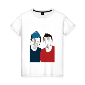 Женская футболка хлопок с принтом Twenty One Pilots в Санкт-Петербурге, 100% хлопок | прямой крой, круглый вырез горловины, длина до линии бедер, слегка спущенное плечо | 