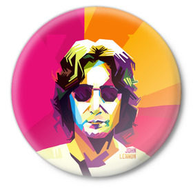 Значок с принтом Джон Леннон 7 в Санкт-Петербурге,  металл | круглая форма, металлическая застежка в виде булавки | 
