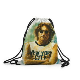 Рюкзак-мешок 3D с принтом Джон Леннон 10 в Санкт-Петербурге, 100% полиэстер | плотность ткани — 200 г/м2, размер — 35 х 45 см; лямки — толстые шнурки, застежка на шнуровке, без карманов и подкладки | john lennon | the beatles | битлс | джон леннон