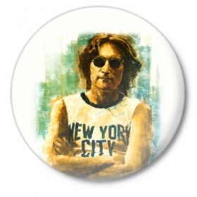 Значок с принтом Джон Леннон 10 в Санкт-Петербурге,  металл | круглая форма, металлическая застежка в виде булавки | john lennon | the beatles | битлс | джон леннон