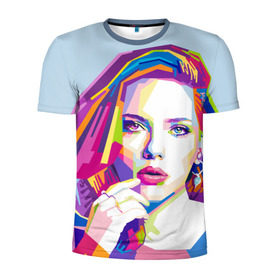 Мужская футболка 3D спортивная с принтом Scarlett Johansson в Санкт-Петербурге, 100% полиэстер с улучшенными характеристиками | приталенный силуэт, круглая горловина, широкие плечи, сужается к линии бедра | scarlett johansson | скарлет йохансон | скарлетт йоханссон