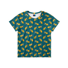 Детская футболка 3D с принтом Золотая рыбка в Санкт-Петербурге, 100% гипоаллергенный полиэфир | прямой крой, круглый вырез горловины, длина до линии бедер, чуть спущенное плечо, ткань немного тянется | Тематика изображения на принте: 