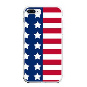 Чехол для iPhone 7Plus/8 Plus матовый с принтом USA FLAG АМЕРИКАНСКИЙ ФЛАГ в Санкт-Петербурге, Силикон | Область печати: задняя сторона чехла, без боковых панелей | star | usa | америка | белый | звезды | красный | линии | полосы | популярные | синий | сша | триколор | туристические | флаг | цвет | штаты