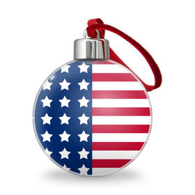 Ёлочный шар с принтом USA Flag в Санкт-Петербурге, Пластик | Диаметр: 77 мм | star | usa | америка | белый | звезды | красный | линии | полосы | популярные | синий | сша | триколор | туристические | флаг | цвет | штаты