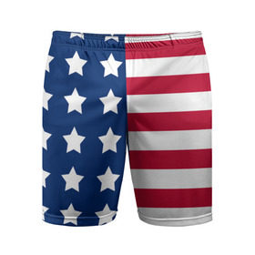 Мужские шорты 3D спортивные с принтом USA Flag в Санкт-Петербурге,  |  | star | usa | америка | белый | звезды | красный | линии | полосы | популярные | синий | сша | триколор | туристические | флаг | цвет | штаты