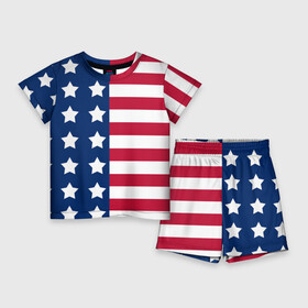 Детский костюм с шортами 3D с принтом USA FLAG  АМЕРИКАНСКИЙ ФЛАГ в Санкт-Петербурге,  |  | star | usa | америка | белый | звезды | красный | линии | полосы | популярные | синий | сша | триколор | туристические | флаг | цвет | штаты