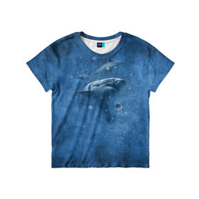 Детская футболка 3D с принтом Shark в Санкт-Петербурге, 100% гипоаллергенный полиэфир | прямой крой, круглый вырез горловины, длина до линии бедер, чуть спущенное плечо, ткань немного тянется | fish | ocean | акула | вода | животные | море | океан | рыба | челюсти