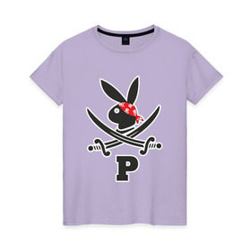Женская футболка хлопок с принтом Плейпират в Санкт-Петербурге, 100% хлопок | прямой крой, круглый вырез горловины, длина до линии бедер, слегка спущенное плечо | бандана | пират | плейбой
