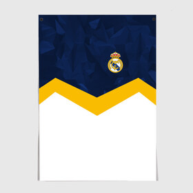 Постер с принтом Real Madrid 2018 New в Санкт-Петербурге, 100% бумага
 | бумага, плотность 150 мг. Матовая, но за счет высокого коэффициента гладкости имеет небольшой блеск и дает на свету блики, но в отличии от глянцевой бумаги не покрыта лаком | emirates | fc | real madrid | клуб | мяч | реал мадрид