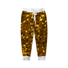 Детские брюки 3D с принтом Золотые кубики в Санкт-Петербурге, 100% полиэстер | манжеты по низу, эластичный пояс регулируется шнурком, по бокам два кармана без застежек, внутренняя часть кармана из мелкой сетки | 