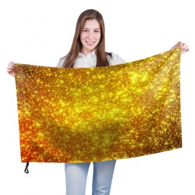 Флаг 3D с принтом Золотой блеск в Санкт-Петербурге, 100% полиэстер | плотность ткани — 95 г/м2, размер — 67 х 109 см. Принт наносится с одной стороны | abstraction | gold | rich | texture | богатство | золотая абстракция | золото | кубики | текстура