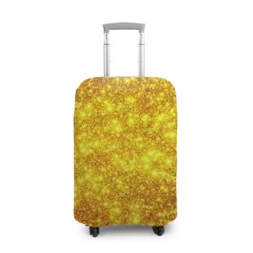 Чехол для чемодана 3D с принтом Золотой блеск в Санкт-Петербурге, 86% полиэфир, 14% спандекс | двустороннее нанесение принта, прорези для ручек и колес | abstraction | gold | rich | texture | богатство | золотая абстракция | золото | кубики | текстура