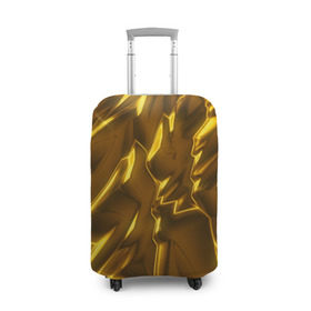 Чехол для чемодана 3D с принтом Золотые разводы в Санкт-Петербурге, 86% полиэфир, 14% спандекс | двустороннее нанесение принта, прорези для ручек и колес | abstraction | gold | rich | texture | богатство | золотая абстракция | золото | кубики | текстура
