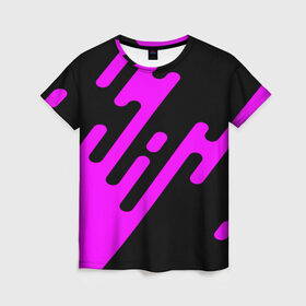 Женская футболка 3D с принтом Pink geometry в Санкт-Петербурге, 100% полиэфир ( синтетическое хлопкоподобное полотно) | прямой крой, круглый вырез горловины, длина до линии бедер | abstraction | engine | pattern | абстракция | геометрия | графики | движение | краска | текстура | чертежи | штрихи