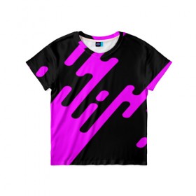 Детская футболка 3D с принтом Pink geometry в Санкт-Петербурге, 100% гипоаллергенный полиэфир | прямой крой, круглый вырез горловины, длина до линии бедер, чуть спущенное плечо, ткань немного тянется | abstraction | engine | pattern | абстракция | геометрия | графики | движение | краска | текстура | чертежи | штрихи