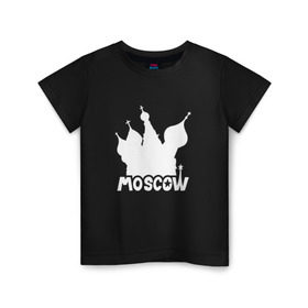 Детская футболка хлопок с принтом Москва и купола в Санкт-Петербурге, 100% хлопок | круглый вырез горловины, полуприлегающий силуэт, длина до линии бедер | купола | россия | русский | собор | столица | церковь